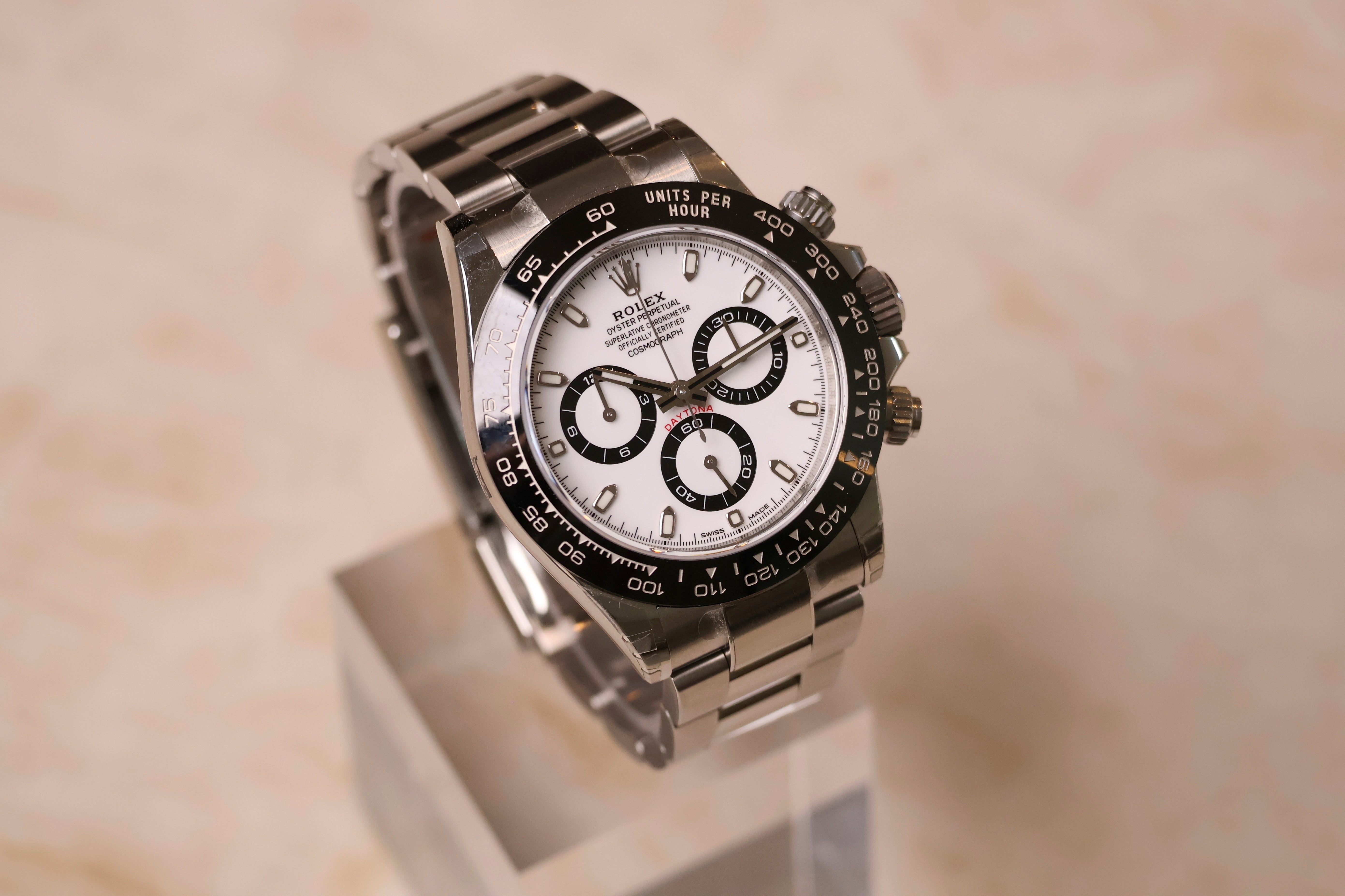 Rolex Cosmograph Daytona Panda 116500LN pre-owned witte wijzerplaat chronograaf